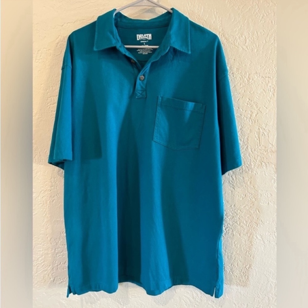 Duluth teal short sleeve men's shirt size L